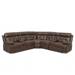 Crestline Sofa Corner Vegan Leather in Brown Col