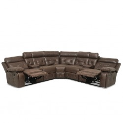 Crestline Sofa Corner Vegan Leather in Brown Col