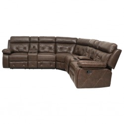 Crestline Sofa Corner Vegan Leather in Brown Col