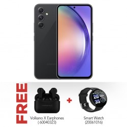 Samsung Galaxy A54 Black - 128GB 5G & Free Volkano X VXT100S TWS Earphones + Smart watch D18