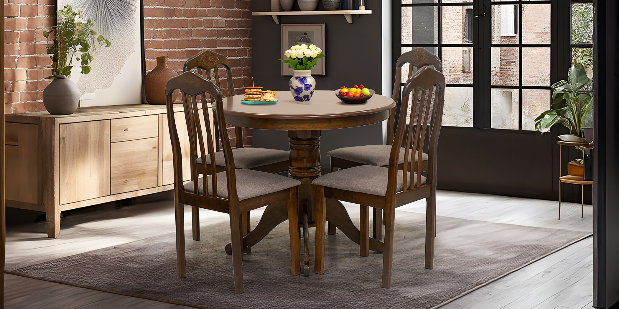 Beviana Round Table and 4 Chairs