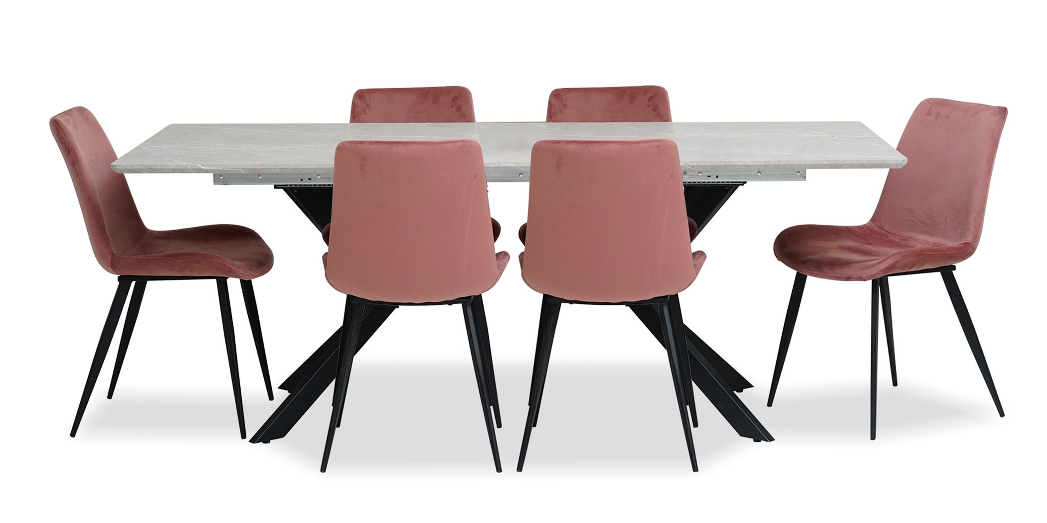 Domenica Table & 6 Chairs Pink