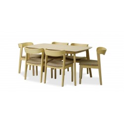 Catania Table and 6 Chairs Fabric Light Brown