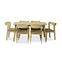 Catania Table and 6 Chairs Fabric Light Brown