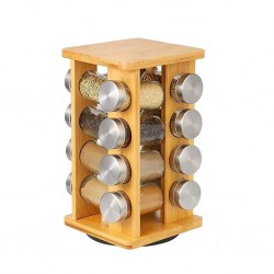 Bamboo Spice Rack With Jars