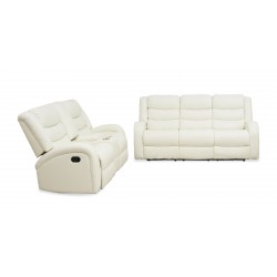 Veneto Sofa 3+2 in White Leather Gel