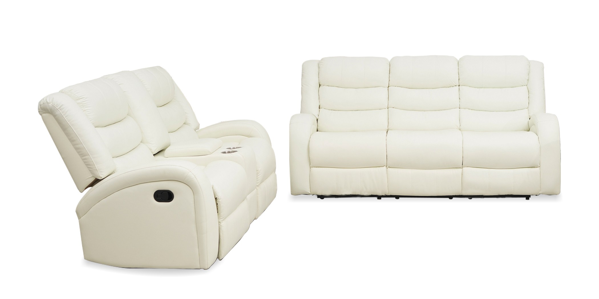 Veneto Sofa 3+2 in White Leather Gel