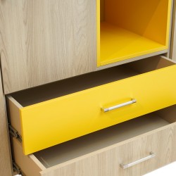 Artista Wardrobe 9 Doors In Plywood Grey & Yellow