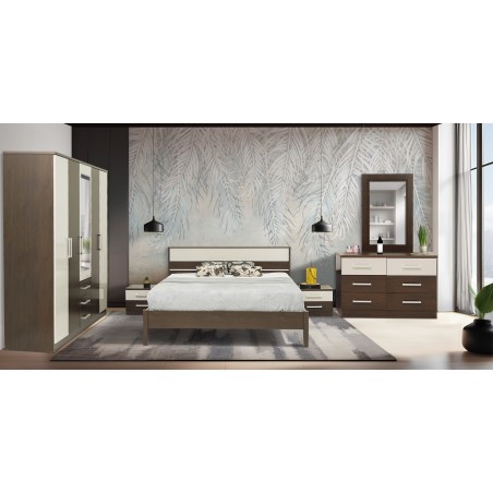 Miami Bedroom Set 180x200 cm Imbuia/Off White