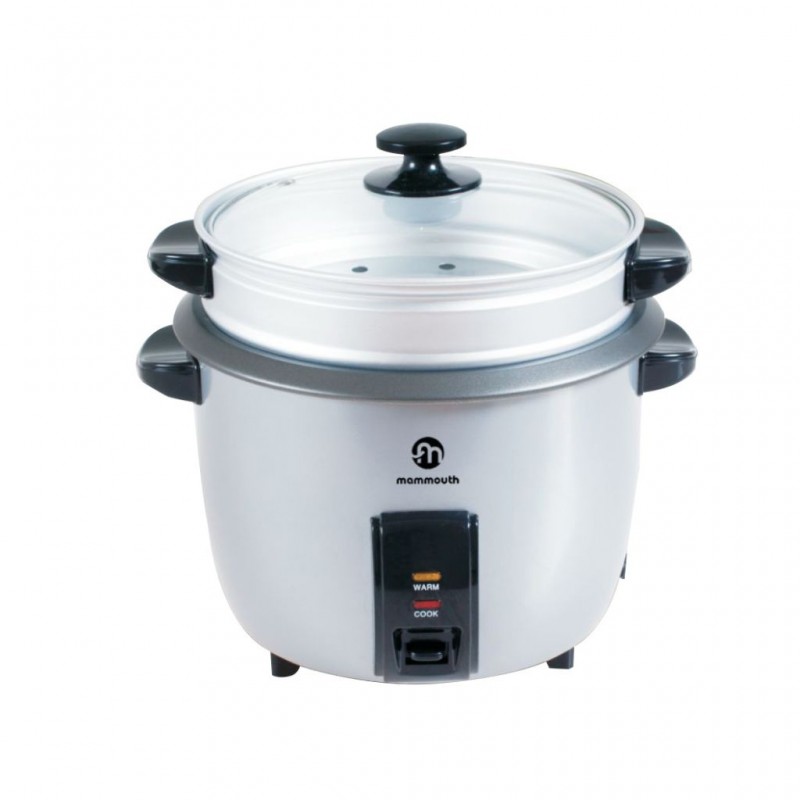 Mammouth MRC280S 2.8L Silver Grey Rice Cooker With Glass Lid & Steamer