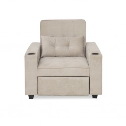 Pullout Chair W/2 Cupholder in Beige Col Fabric