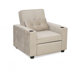 Pullout Chair W/2 Cupholder in Beige Col Fabric