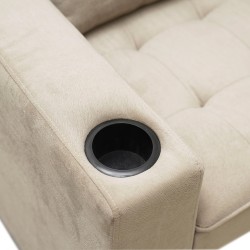 Pullout Chair W/2 Cupholder in Beige Col Fabric