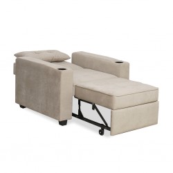 Pullout Chair W/2 Cupholder in Beige Col Fabric