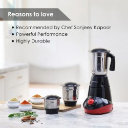 Wonderchef WON651 Capri 550W Red/Black Mixer Grinder 5YW On Motor "O"