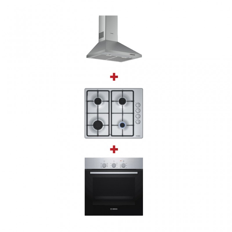 Bosch DWP64CC50Z Cooker Hood + Bosch HBF011BR1M Built-in Oven + Bosch PPB6C5B60M Built-in Hob