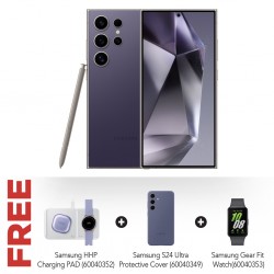 Samsung Galaxy S24 Ultra Violet & Free Samsung S24 Ultra Protective Cover+Samsung HHP Charging PAD+Samsung Gear Fit Watch