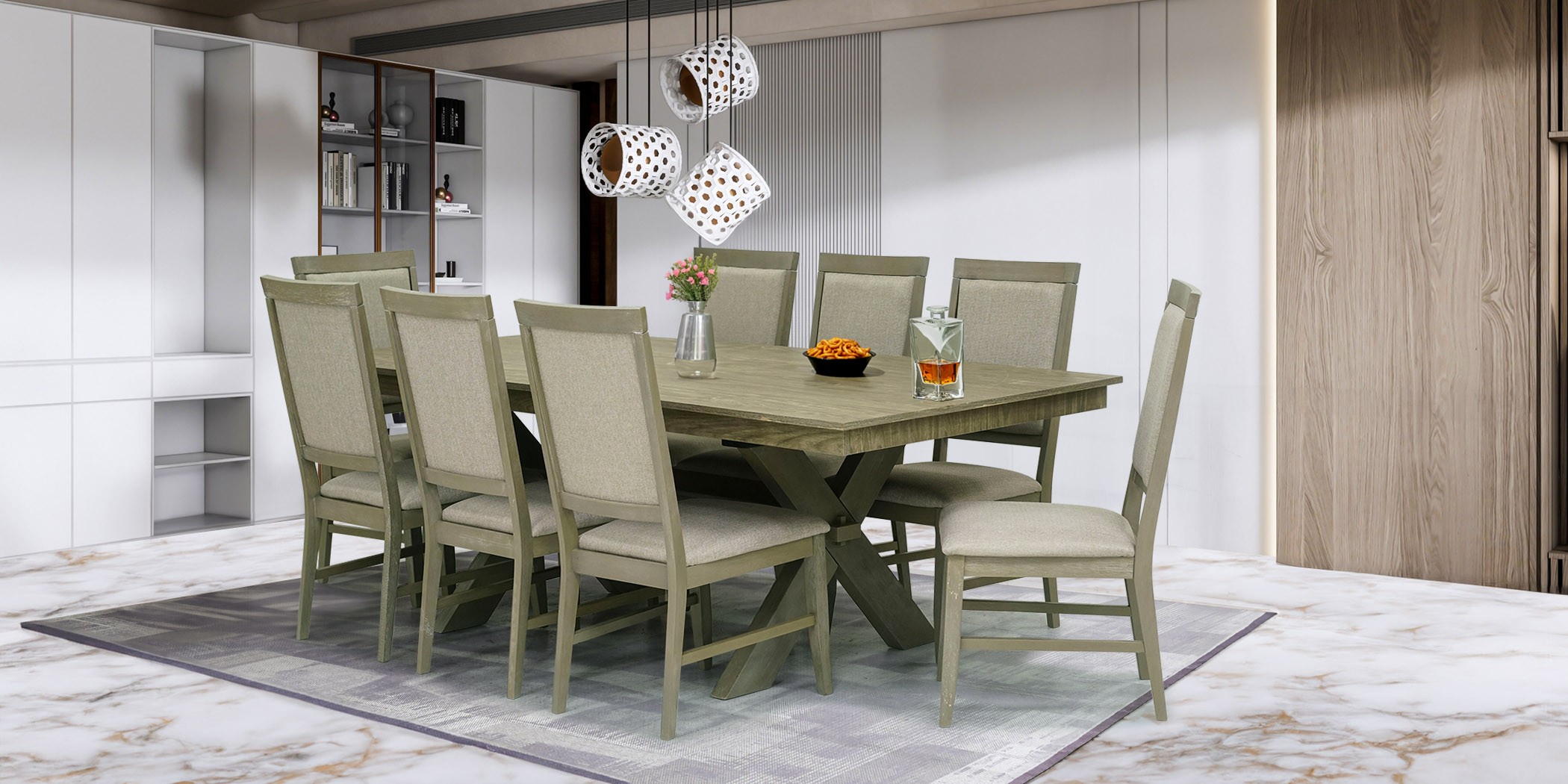 Frosina Table and 8 Chairs Rubberwood