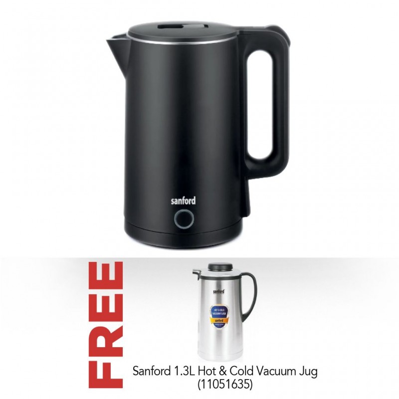 Sanford SF3331EK 1.8L Black Kettle & Free Sanford SF162SVF 1.3L Hot & Cold Vacuum Jug