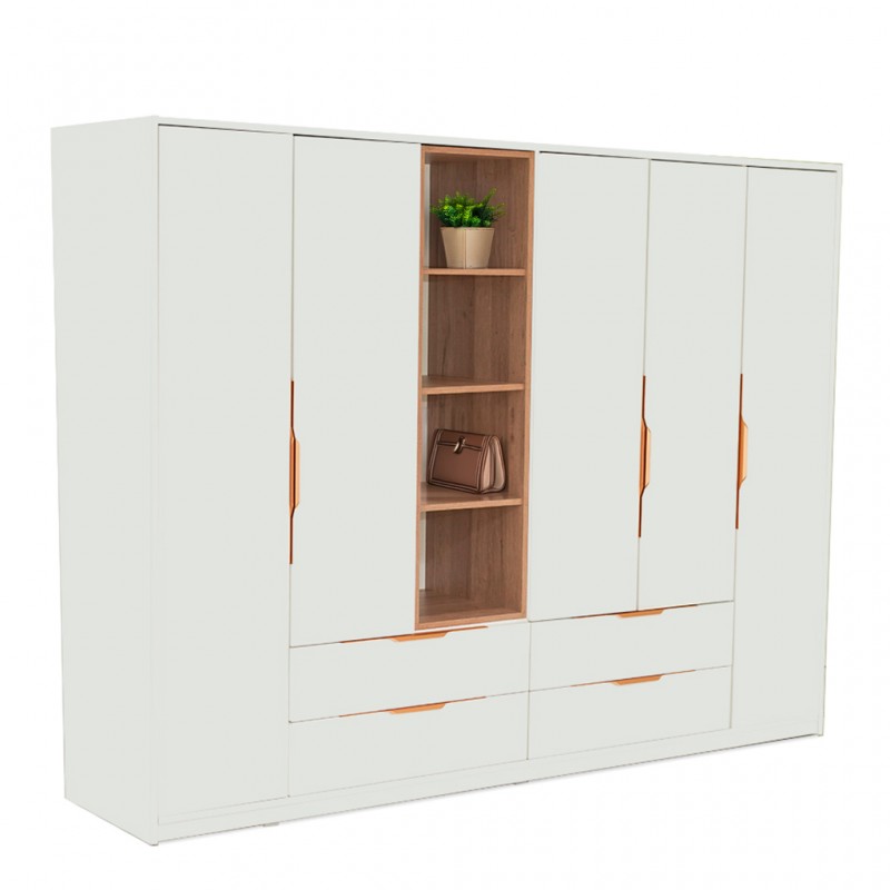 Casablanca Wardrobe 5 Doors Oak & White