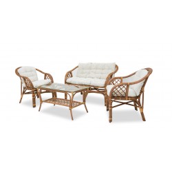 Marcos Sofa 2+1+1 with coffee table natural rattan