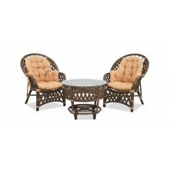 Terrace sofa set with coffee table natural rattan