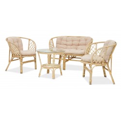 Bahama sofa 2+1+1 with coffee table natural rattan