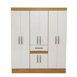 Portugal Wardrobe 8 Doors with 1 Drawer Freijo/Off White