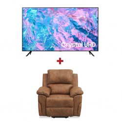 Samsung TU65CU7105KXXC 65'' Led TV & Horizon Single Recliner Brown Col Fabric