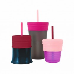 Boon Snug Straw Universal Silicone Lids 3 pk pink B11428