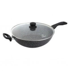 Westinghouse 32cm Forged Aluminum Wok With Lid Black Marble WCCW0009032MBB