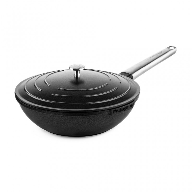 Westinghouse 28cm Black Cast Aluminum Wok With Lid Performance Series WCCW0095028BK