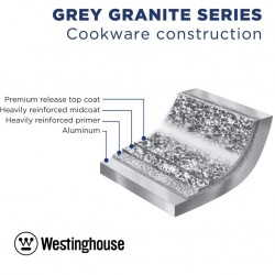 Westinghouse 32cm Forged Aluminum Low Casserole With Glass Lid Grey Granite WCCC00700L32GGY