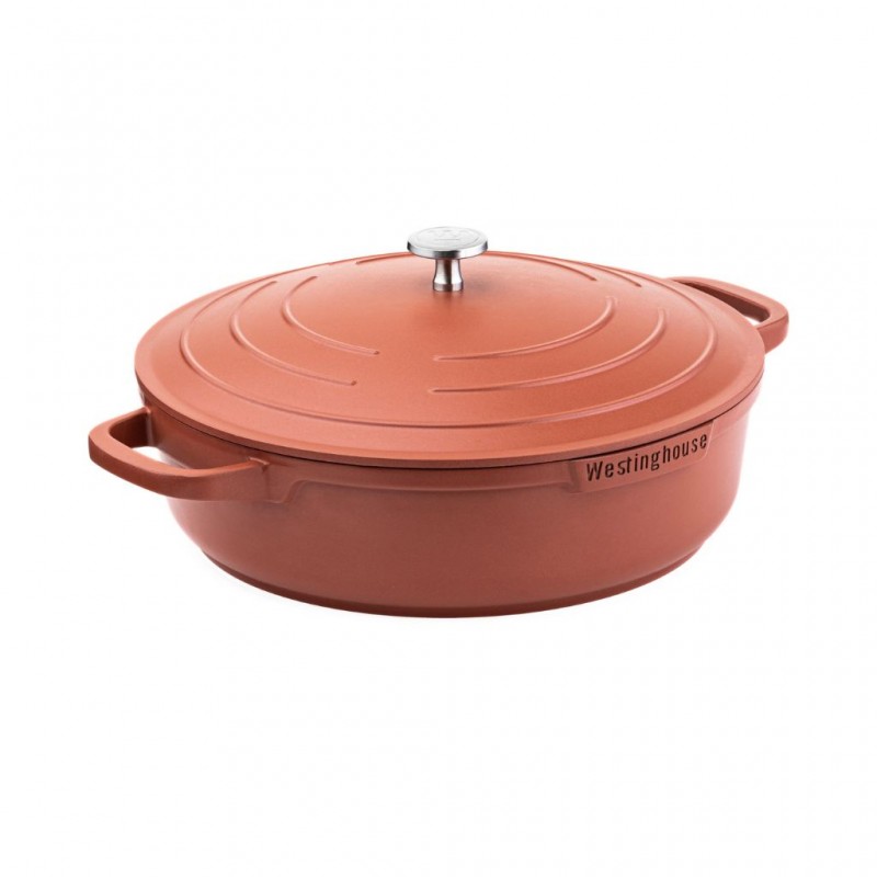 Westinghouse 28cm Red Cast Aluminum Low Casserole With Lid Performance Series WCCC0095L28OR