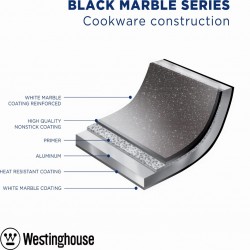 Westinghouse 35cm Pressed Aluminum Roaster 35 x 25 x 7.1cm Black Marble WCBA0009003MBB