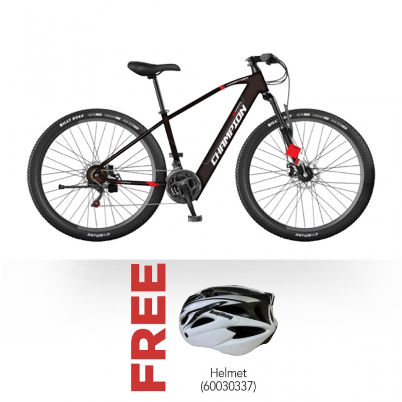 Champion EBIKE-8 250 Watts (0.25Kw) Red 26" Carbon Fibre Frame Electric Bike & Free Helmet