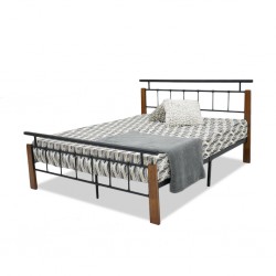 Rhodes Bed 160x200 cm Black Metal Rubberwood