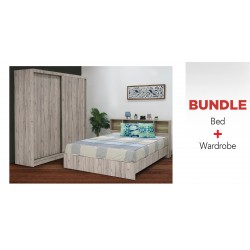 Irvine Bed 160x200 cm PB Florensa, Headboard Box & Free Irvine Wardrobe Sliding Doors (Without Mirror) Florensa