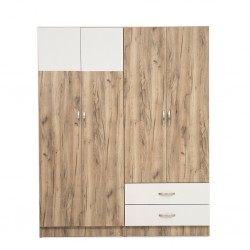 Lazzio Wardrobe 4 Doors Grey Oak & White Matt