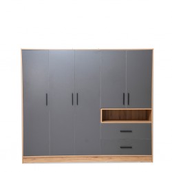 Salvadora Wardrobe 5 Doors + 2 Drawers In Plywood