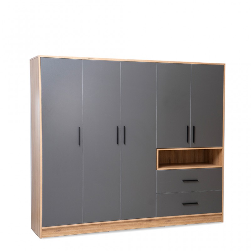 Salvadora Wardrobe 5 Doors + 2 Drawers In Plywood