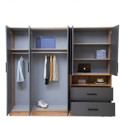 Salvadora Wardrobe 5 Doors + 2 Drawers In Plywood