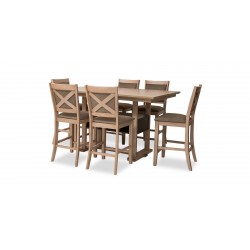 Deborah High Table And 6 High Chairs Oak Veneer