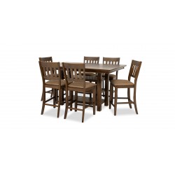 Serafina High Table And 6 High Chairs Ash Veneer