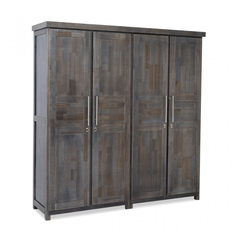 Napoleon Wardrobe 4 Doors Grey Rubberwood