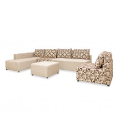 Tola LHF Chaise+2S Armless & Ottoman Beige/Brown