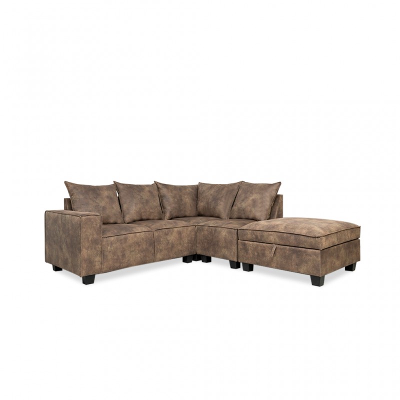 Hunter Reversible Modular Sofa With Storage Chaise in Dark brown Col