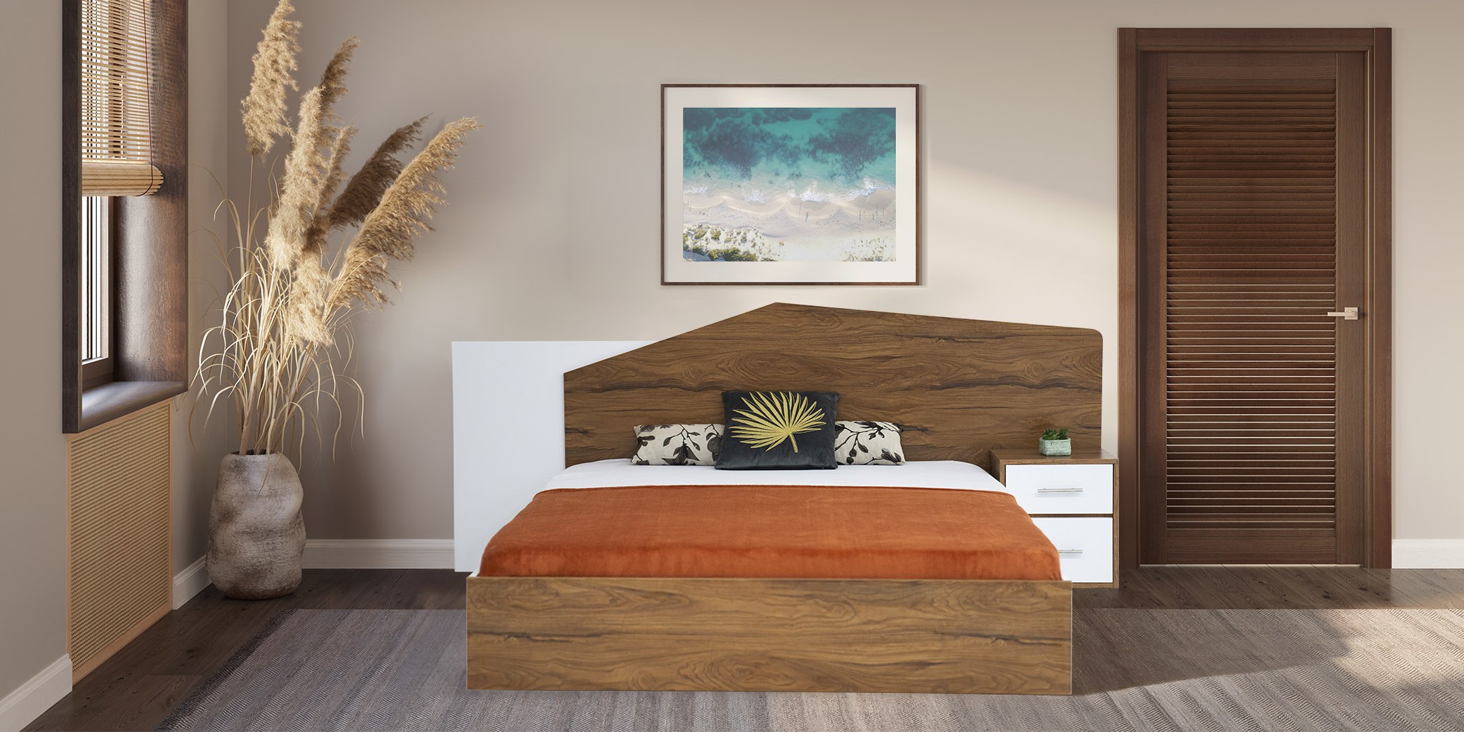 Latina Bed 150x190 cm In Melamine MDF