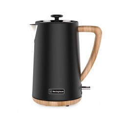 Westinghouse WKWKW149 Matt Black 1.7L Stainless Steel Kettle With Wooden Effect