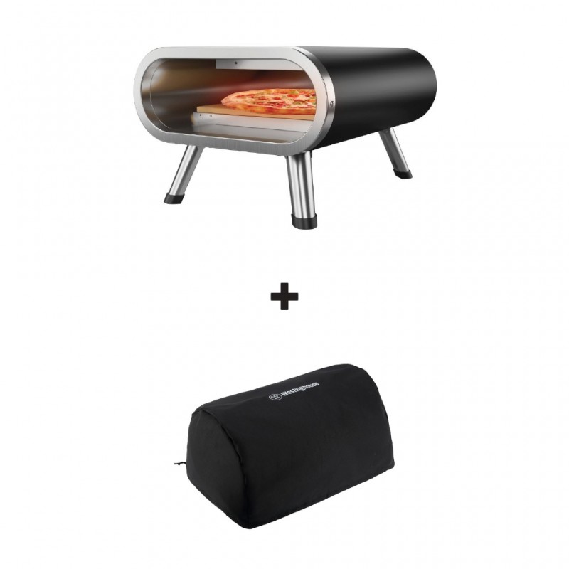 Westinghouse WBGLEG1201B18 Black Electric Pizza Oven & Westinghouse WABGL002 600D Oxford Polyester Rain Cover